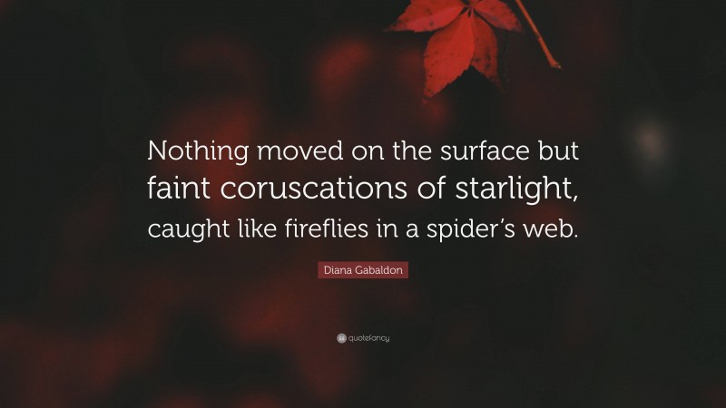 Diana Gabaldon Quote: “Nothing moved on the surface but faint coruscations of starlight, caught like fireflies in a spider’s web.”