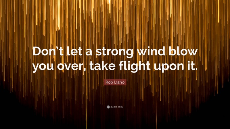 Rob Liano Quote: “Don’t let a strong wind blow you over, take flight upon it.”