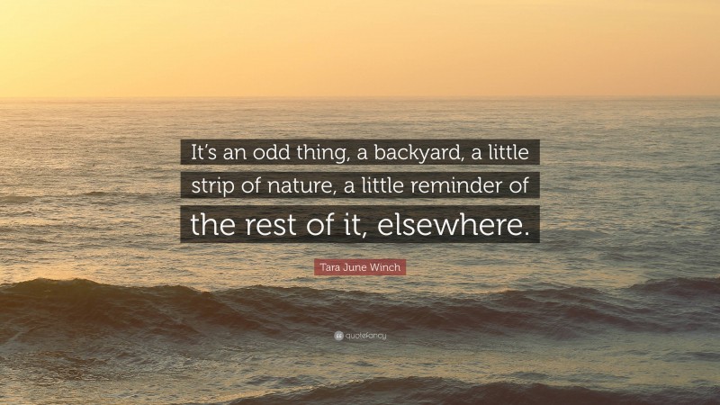 Tara June Winch Quote: “It’s an odd thing, a backyard, a little strip of nature, a little reminder of the rest of it, elsewhere.”
