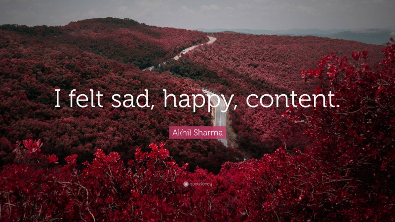 Akhil Sharma Quote: “I felt sad, happy, content.”