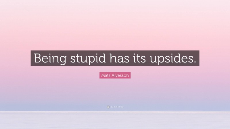Mats Alvesson Quote: “Being stupid has its upsides.”