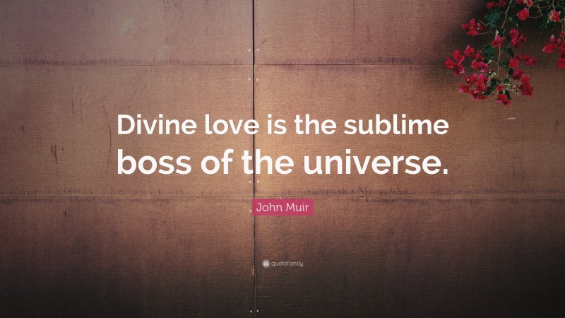John Muir Quote: “Divine love is the sublime boss of the universe.”