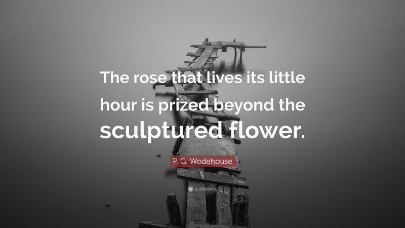 P. G. Wodehouse Quote: “The rose that lives its little hour is prized beyond the sculptured flower.”