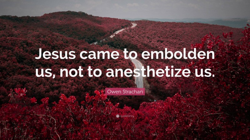Owen Strachan Quote: “Jesus came to embolden us, not to anesthetize us.”