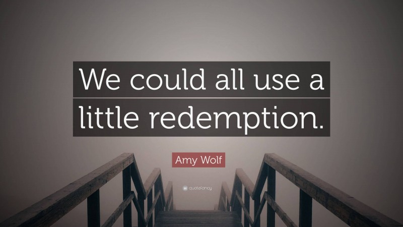 Amy Wolf Quote: “We could all use a little redemption.”