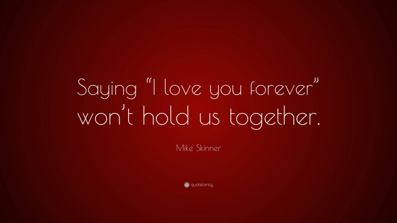 Mike Skinner Quote: “Saying “I love you forever” won’t hold us together.”