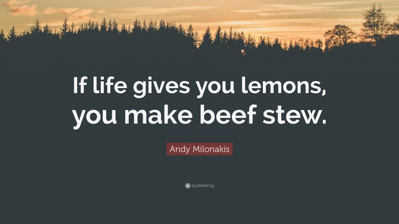 Andy Milonakis Quote: “If life gives you lemons, you make beef stew.”