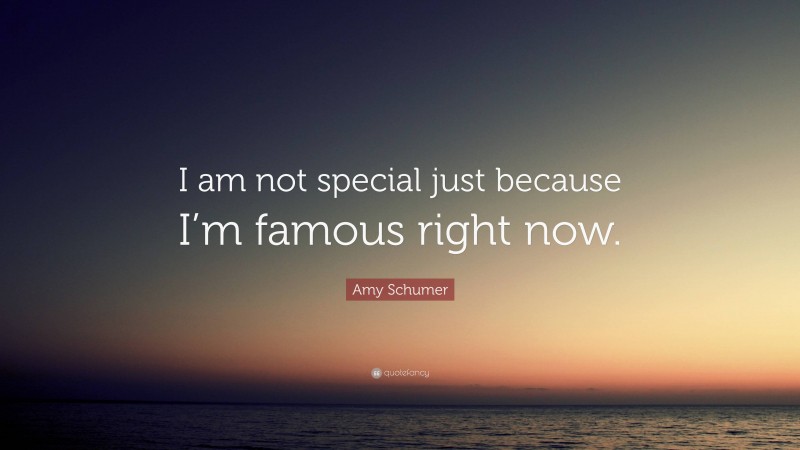 Amy Schumer Quote: “I am not special just because I’m famous right now.”