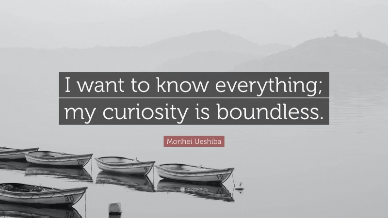 Morihei Ueshiba Quote: “I want to know everything; my curiosity is boundless.”