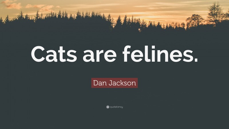 Dan Jackson Quote: “Cats are felines.”