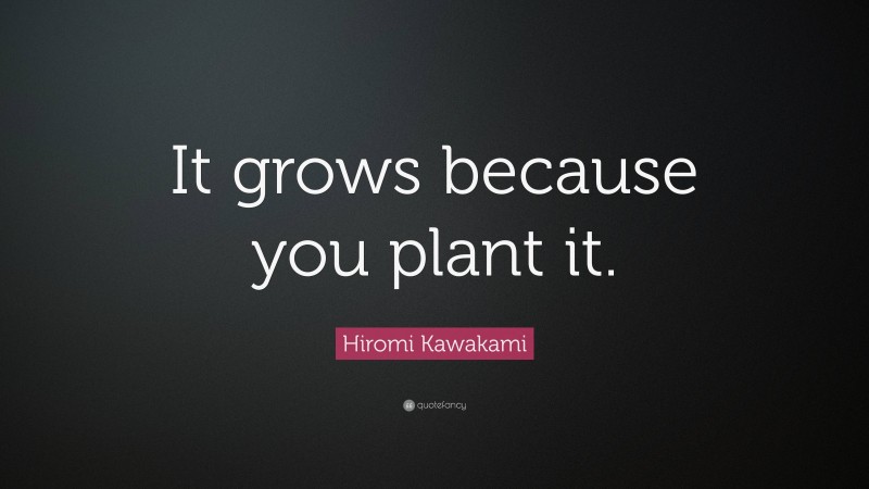 Hiromi Kawakami Quote: “It grows because you plant it.”