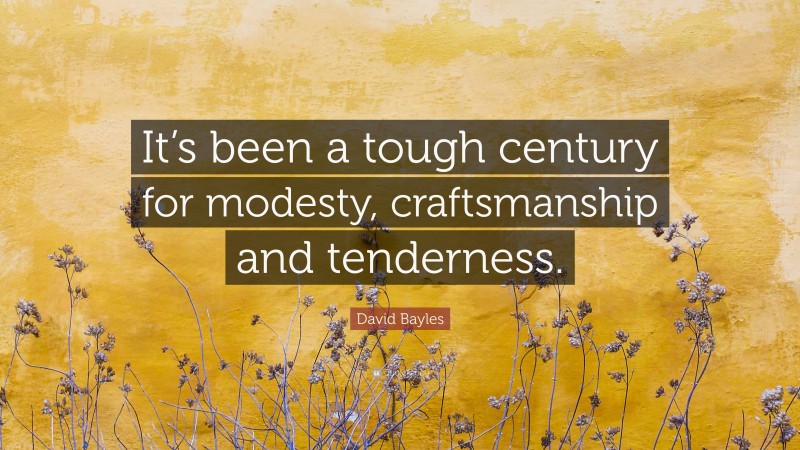David Bayles Quote: “It’s been a tough century for modesty, craftsmanship and tenderness.”