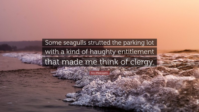 Nic Pizzolatto Quote: “Some seagulls strutted the parking lot with a kind of haughty entitlement that made me think of clergy.”