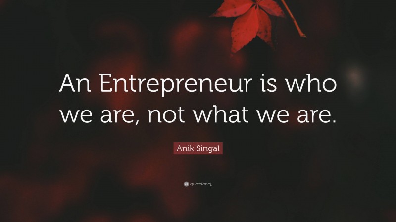 Anik Singal Quote: “An Entrepreneur is who we are, not what we are.”