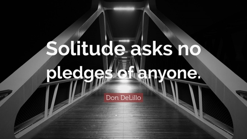 Don DeLillo Quote: “Solitude asks no pledges of anyone.”