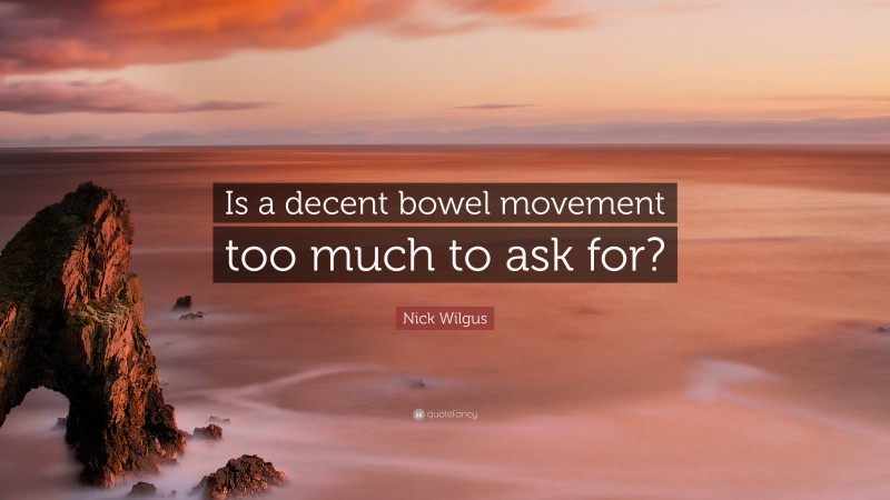 Nick Wilgus Quote: “Is a decent bowel movement too much to ask for?”