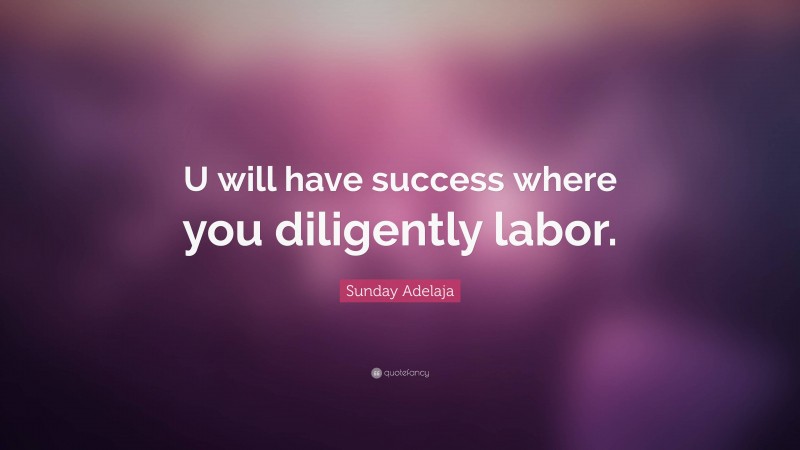 Sunday Adelaja Quote: “U will have success where you diligently labor.”