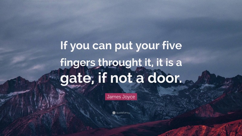 James Joyce Quote: “If you can put your five fingers throught it, it is a gate, if not a door.”