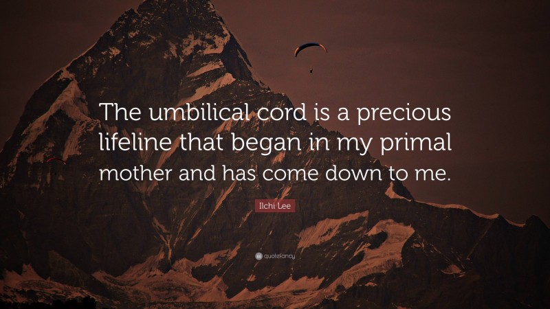 Ilchi Lee Quote: “The umbilical cord is a precious lifeline that began in my primal mother and has come down to me.”