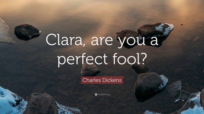 Charles Dickens Quote: “Clara, are you a perfect fool?”