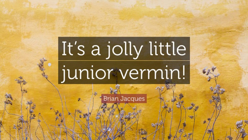 Brian Jacques Quote: “It’s a jolly little junior vermin!”