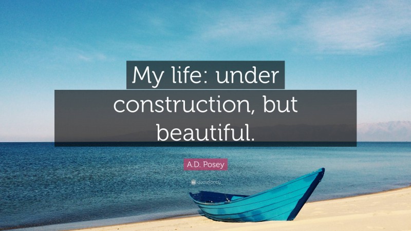 A.D. Posey Quote: “My life: under construction, but beautiful.”