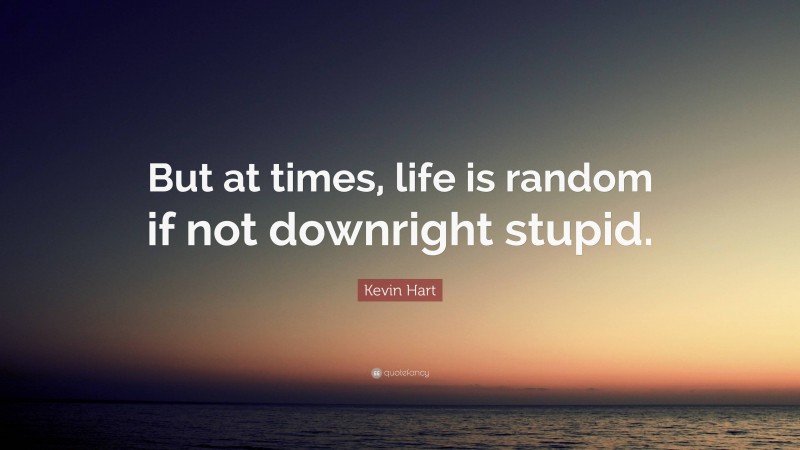 Kevin Hart Quote: “But at times, life is random if not downright stupid.”