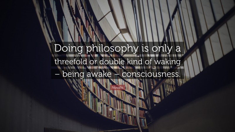 Novalis Quote: “Doing philosophy is only a threefold or double kind of waking – being awake – consciousness.”