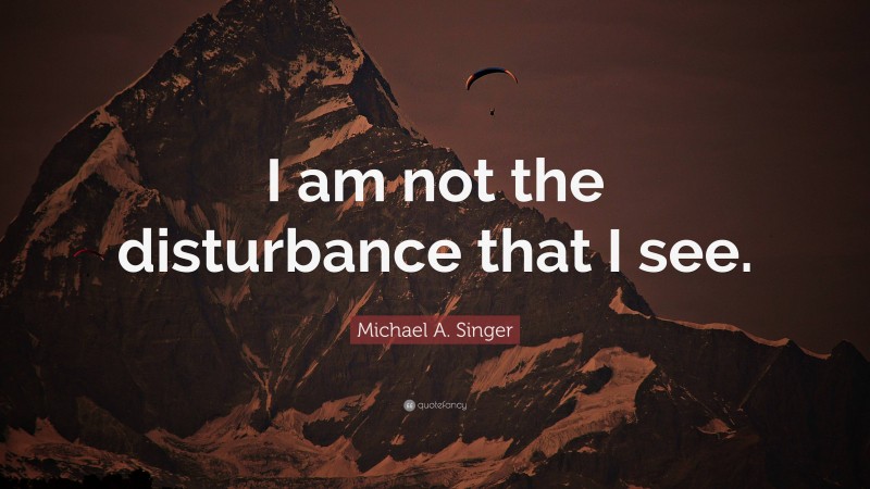 Michael A. Singer Quote: “I am not the disturbance that I see.”