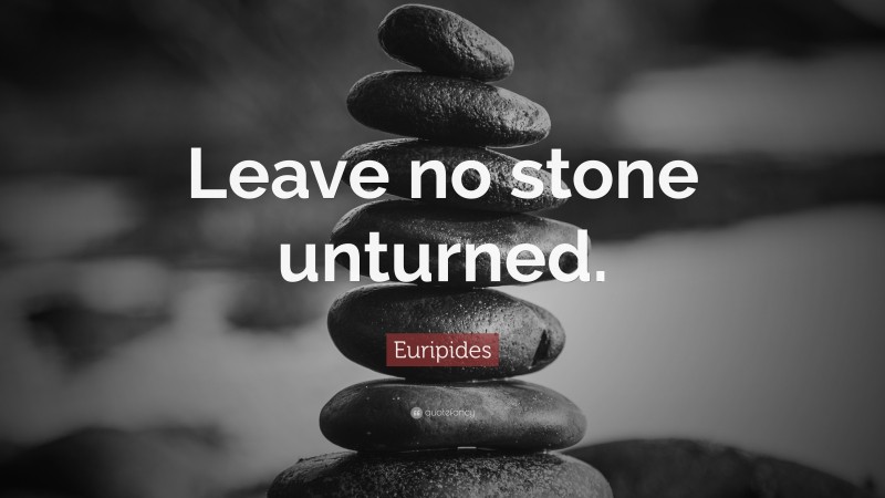 Euripides Quote: “Leave No Stone Unturned.”