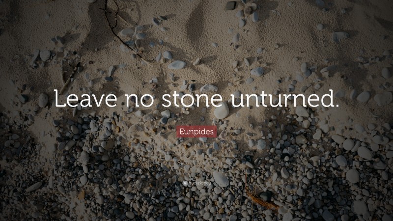 Euripides Quote: “Leave no stone unturned.”