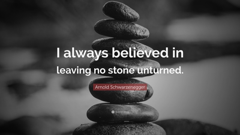 Arnold Schwarzenegger Quote: “I always believed in leaving no stone unturned. ”