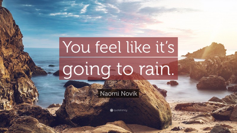 Naomi Novik Quote: “You feel like it’s going to rain.”