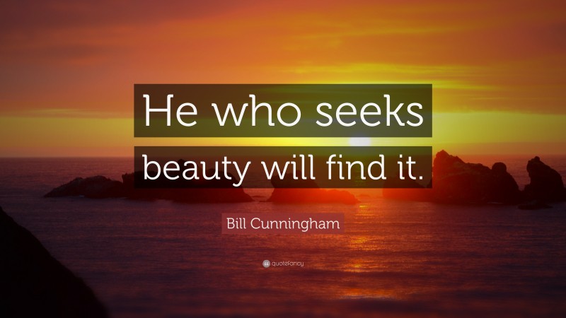 Bill Cunningham Quote: “He who seeks beauty will find it.”