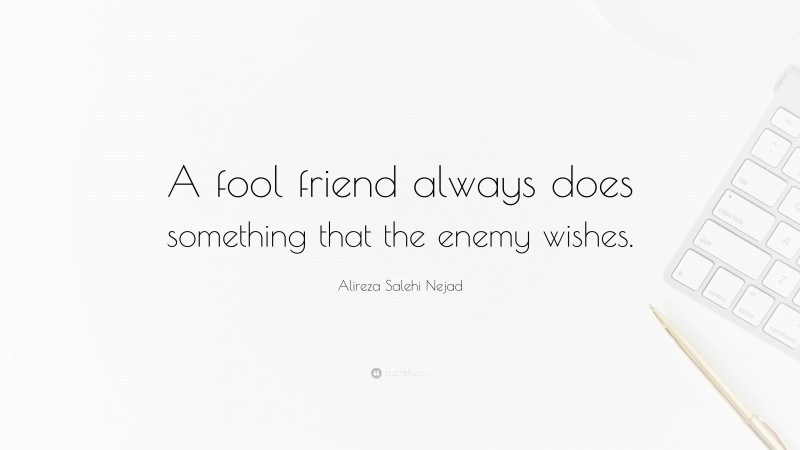 Alireza Salehi Nejad Quote: “A fool friend always does something that the enemy wishes.”