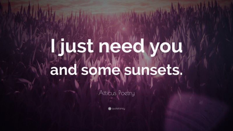 Atticus Poetry Quote: “I just need you and some sunsets.”