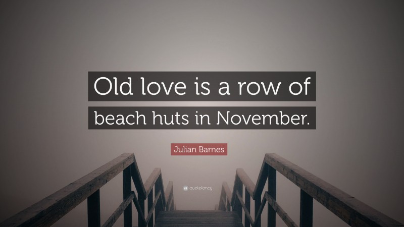 Julian Barnes Quote: “Old love is a row of beach huts in November.”