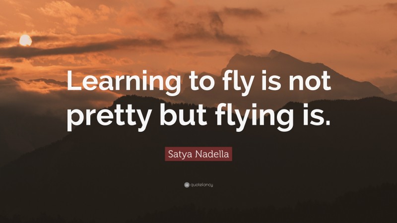 Satya Nadella Quote: “Learning to fly is not pretty but flying is.”