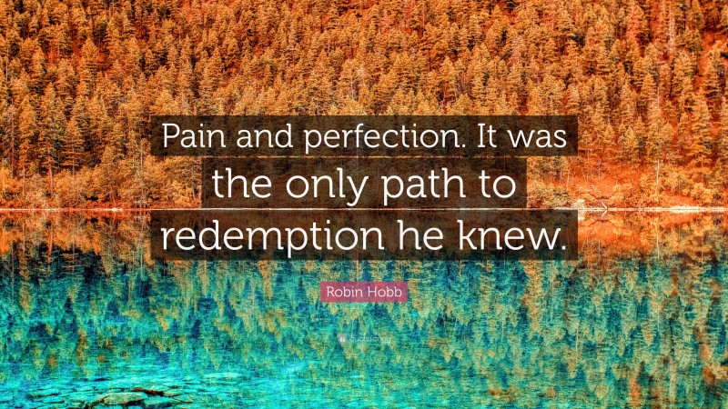 Robin Hobb Quote: “Pain and perfection. It was the only path to redemption he knew.”