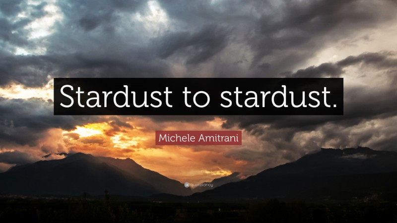 Michele Amitrani Quote: “Stardust to stardust.”