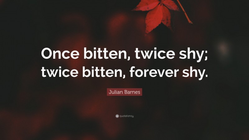 Julian Barnes Quote: “Once bitten, twice shy; twice bitten, forever shy.”