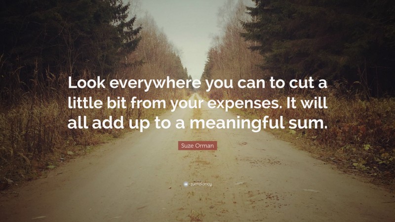 Suze Orman Quote: “Look everywhere you can to cut a little bit from your expenses. It will all add up to a meaningful sum.”