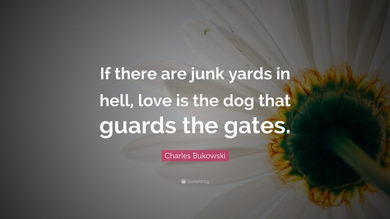 Charles Bukowski Quote: “If there are junk yards in hell, love is the dog that guards the gates.”