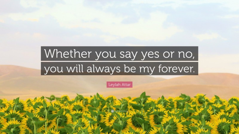 Leylah Attar Quote: “Whether you say yes or no, you will always be my forever.”