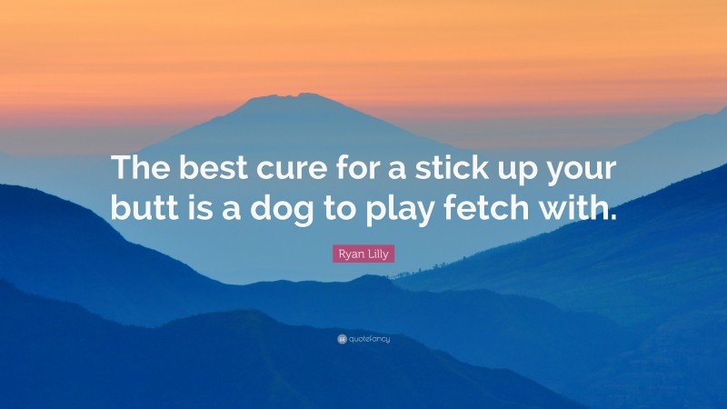 Ryan Lilly Quote: “The best cure for a stick up your butt is a dog to play fetch with.”