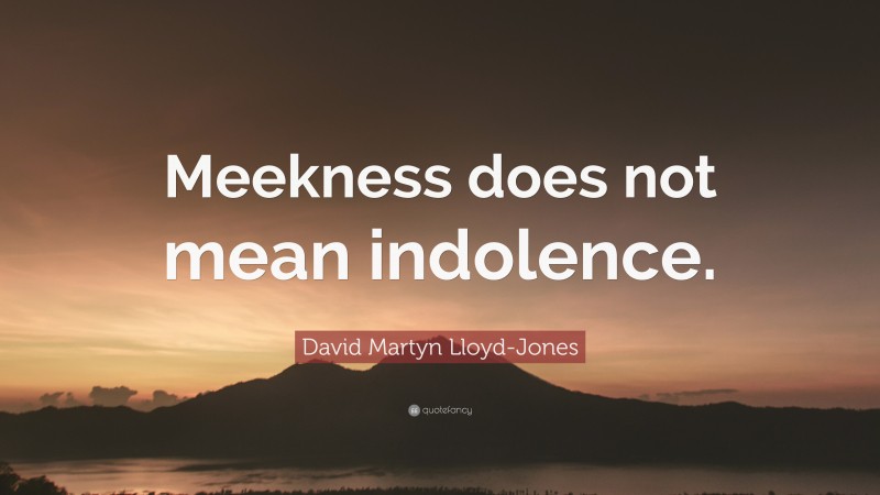 David Martyn Lloyd-Jones Quote: “Meekness does not mean indolence.”