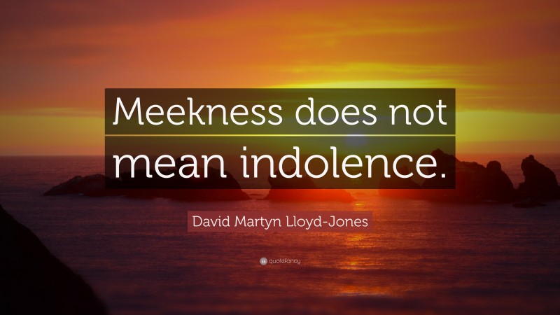 David Martyn Lloyd-Jones Quote: “Meekness does not mean indolence.”