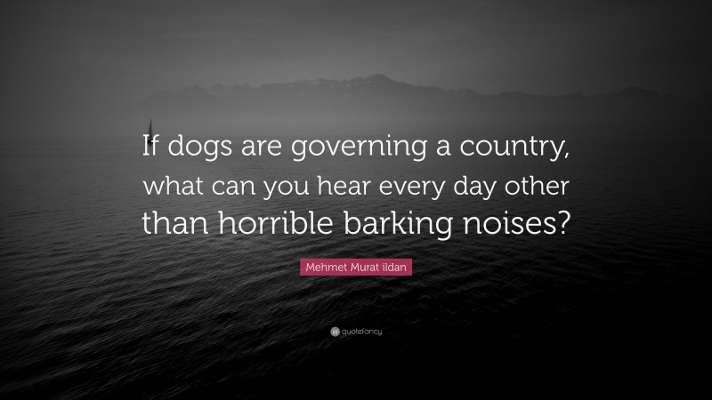 Mehmet Murat ildan Quote: “If dogs are governing a country, what can you hear every day other than horrible barking noises?”