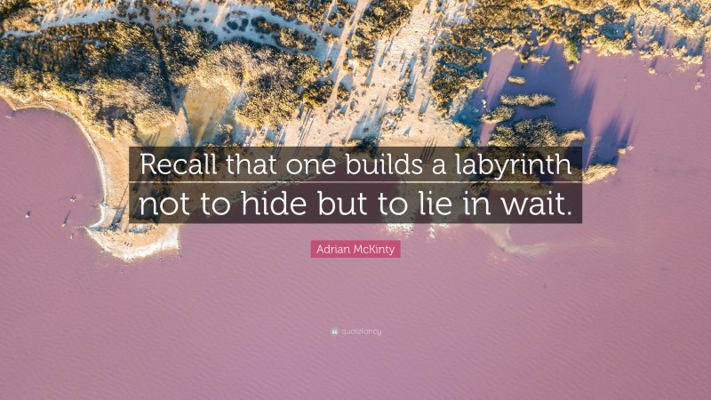 Adrian McKinty Quote: “Recall that one builds a labyrinth not to hide but to lie in wait.”
