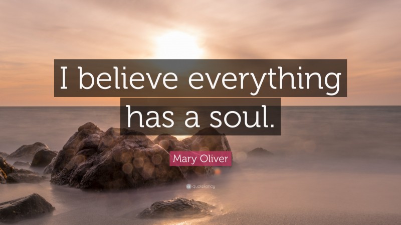 Mary Oliver Quote: “I believe everything has a soul.”